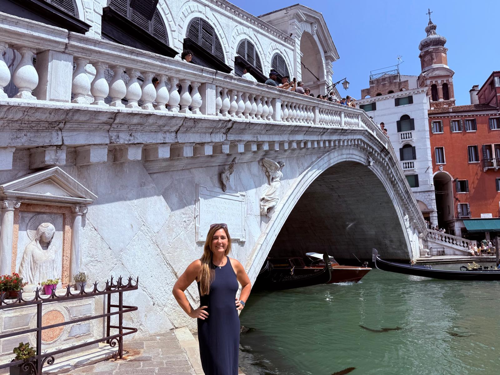 Erin at the Rialto Bridge in Venice